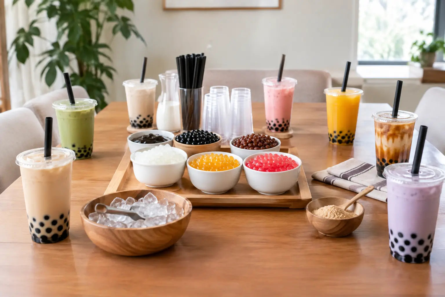Home Boba Party Setup Example for 8 Guests