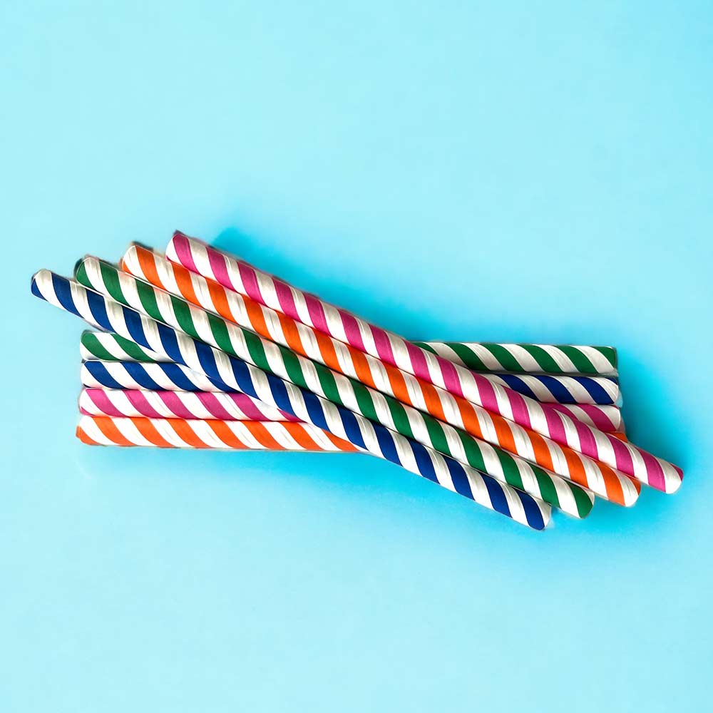 Solid Paper Straws: Blue