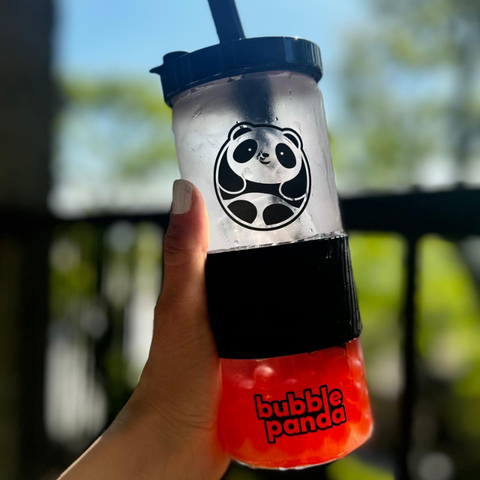 Black Bubble Panda Glass Cup & Straw (Pre-Order)